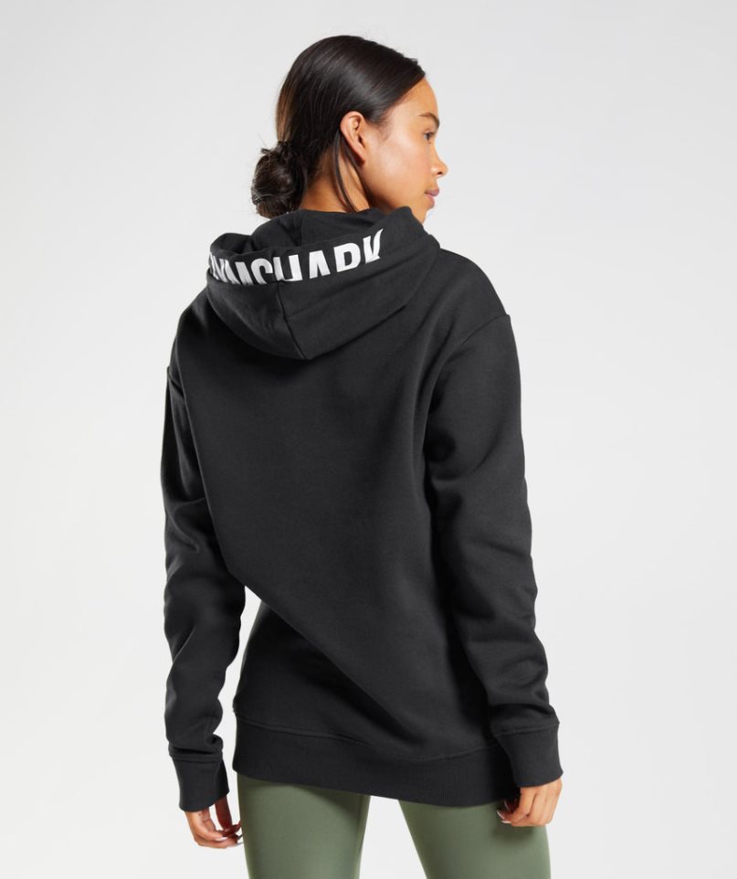 Women's Gymshark Fraction Hoodie Black | CA 386A71